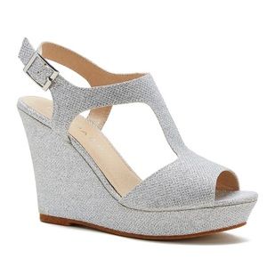 Beautiful Rampage sparkly wedding / special occasion wedges.